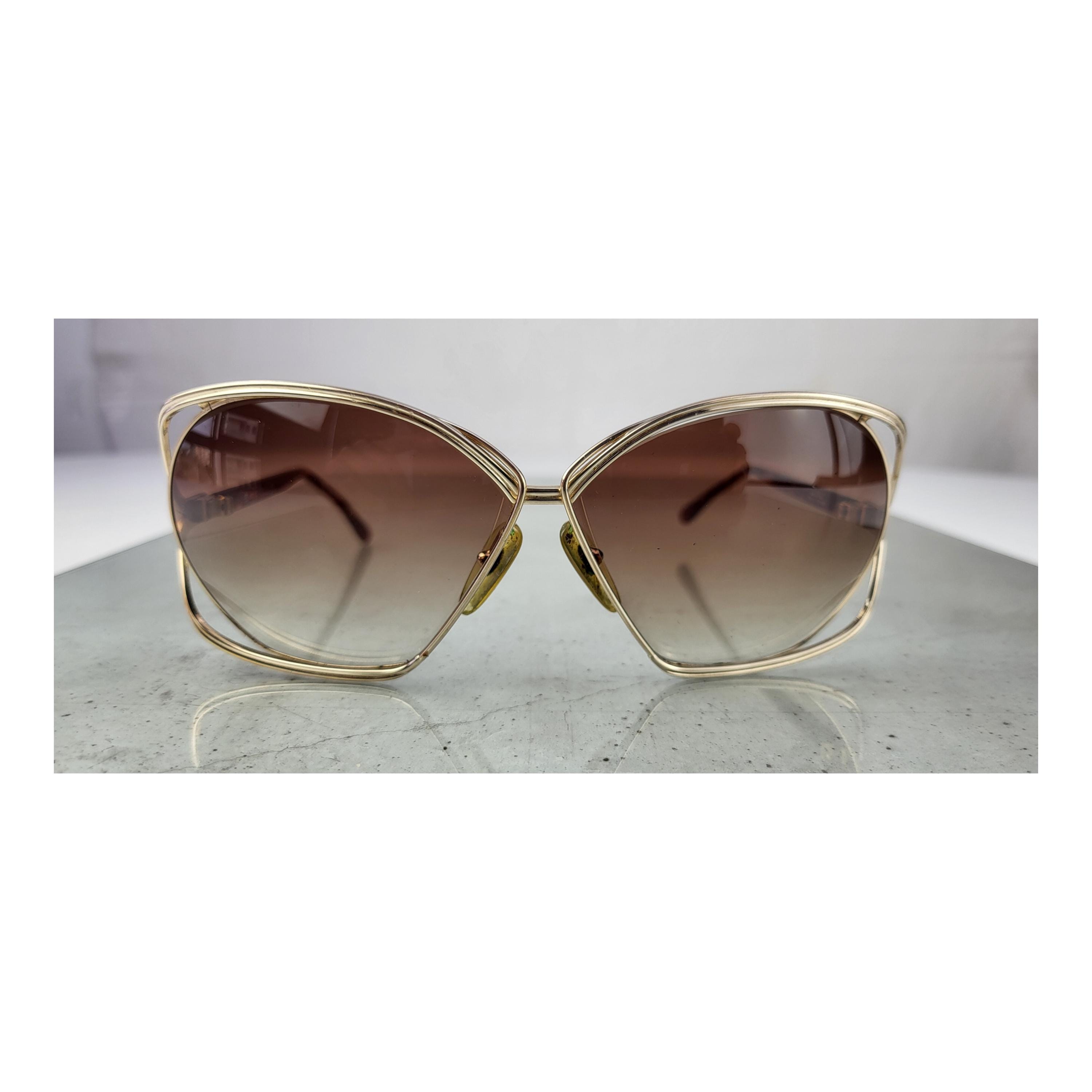 Oversized Brown & Gold Dior Sunglasses with golden arms, in perfect condition Christian Dior 2916 40 Vintage 90s Sunglasses – Ed & Sarna  main image 3