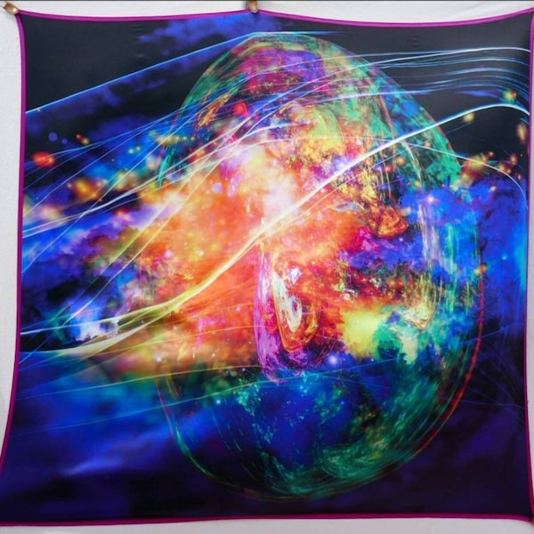 Nebulous/Galaxy printed silk maxi/XL scarf