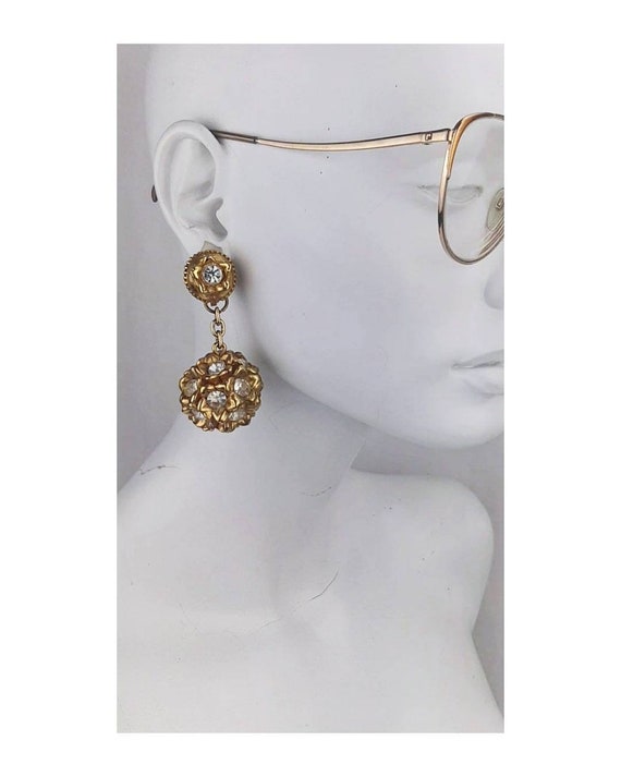Alexis Lahellec Paris goldtone diamonte earrings - image 1