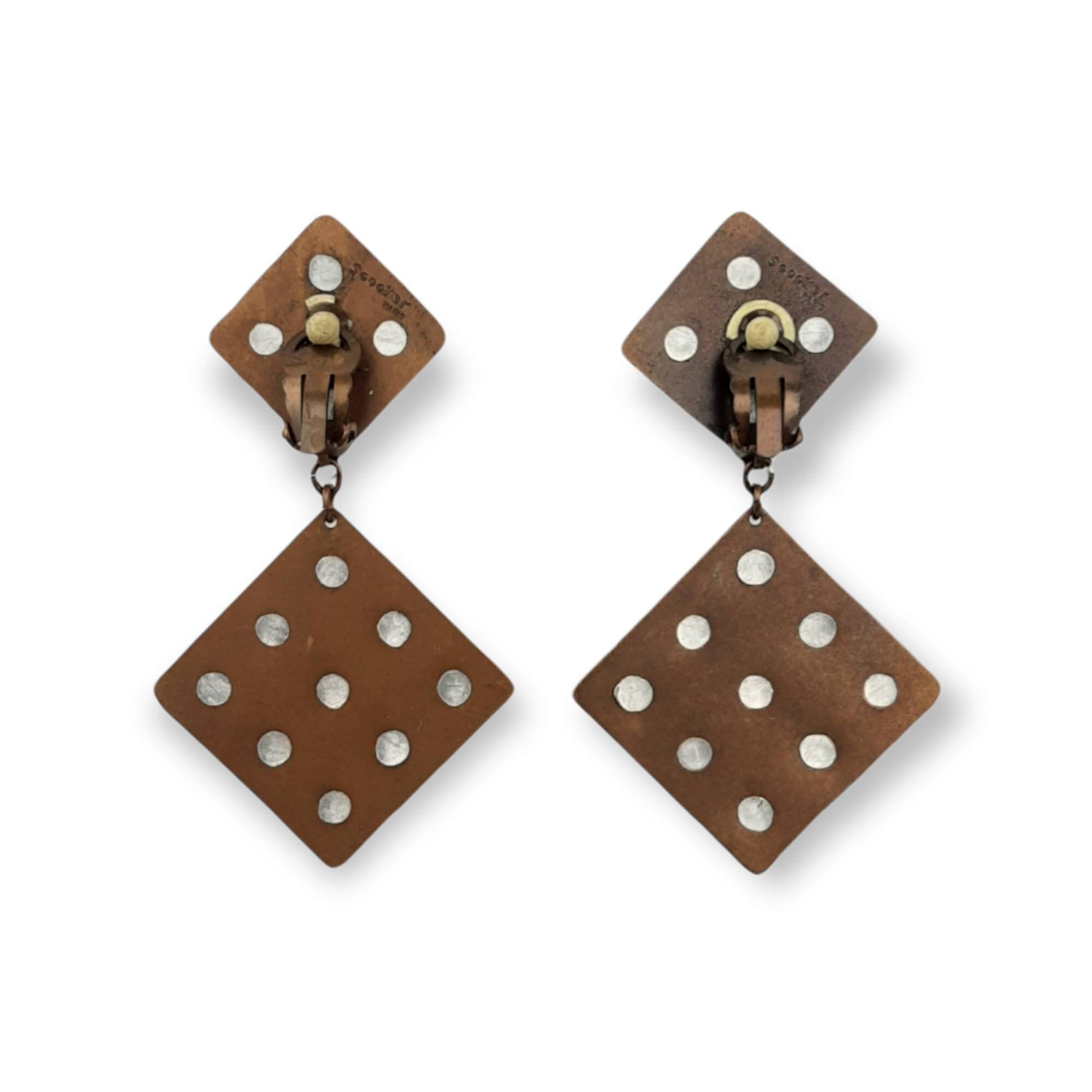 Boucles D'oreilles Vintage Clips - Motif Scooter Paris, Occasion Bon état