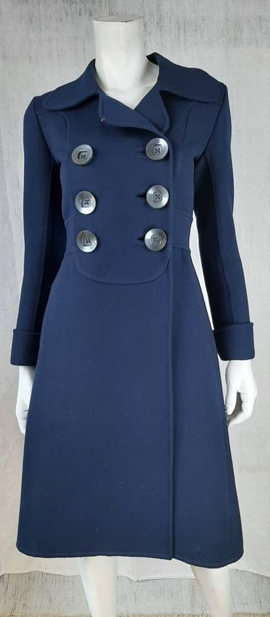 1960's Mod Wool Navy Blue Dresscoat Etsy