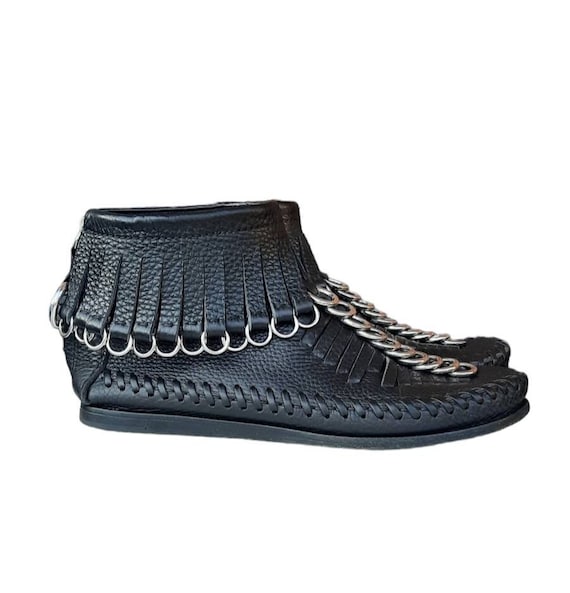 Alexander Wang Montana Pebbled Leather Moccasin Bootie in Black Sz