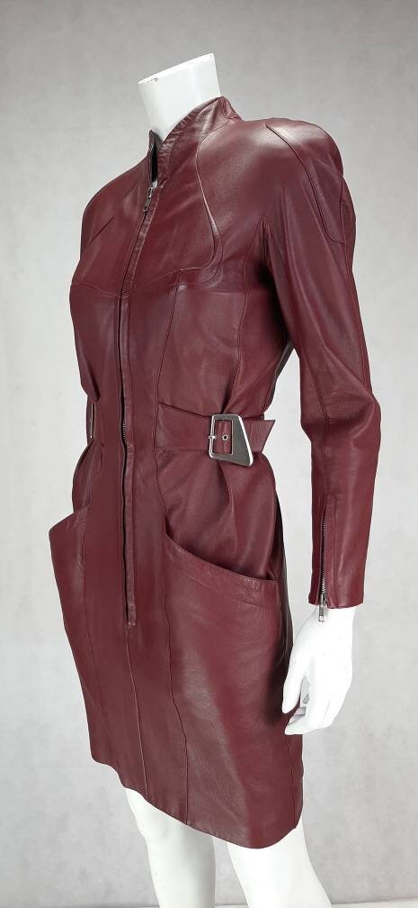 chinese dress ladies Thierry Mugler Fringed Batwing Leather Dress main image 1