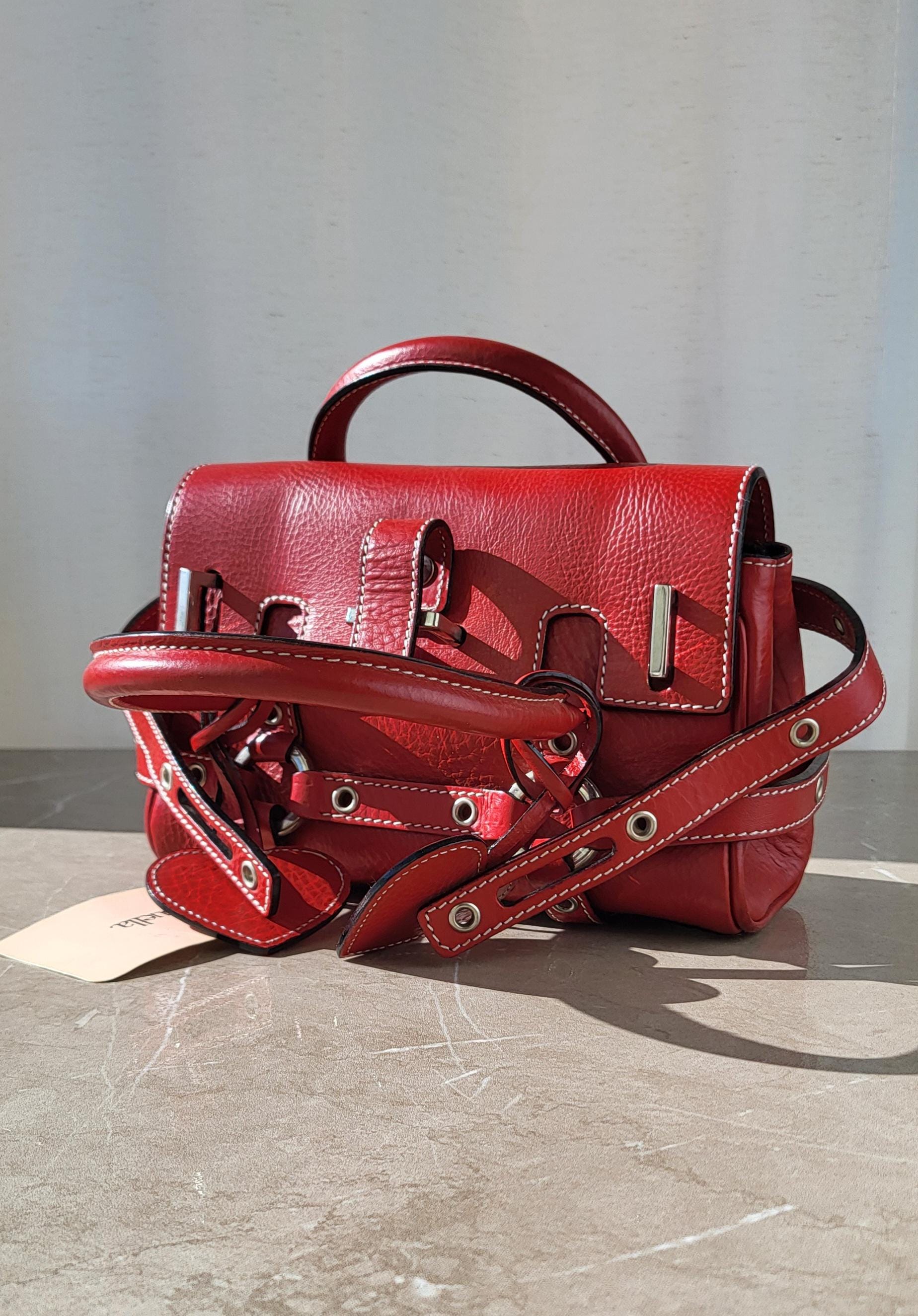 Luella Giselle Bag – Red Leather Top Handle With Heart Charms