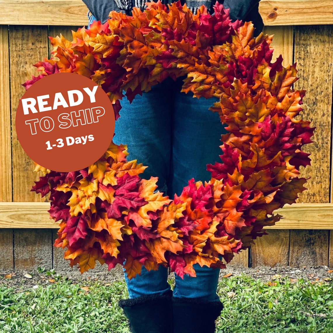 Fall Maple Leaf Wreath for Front Door Autumn Leaf Etsy