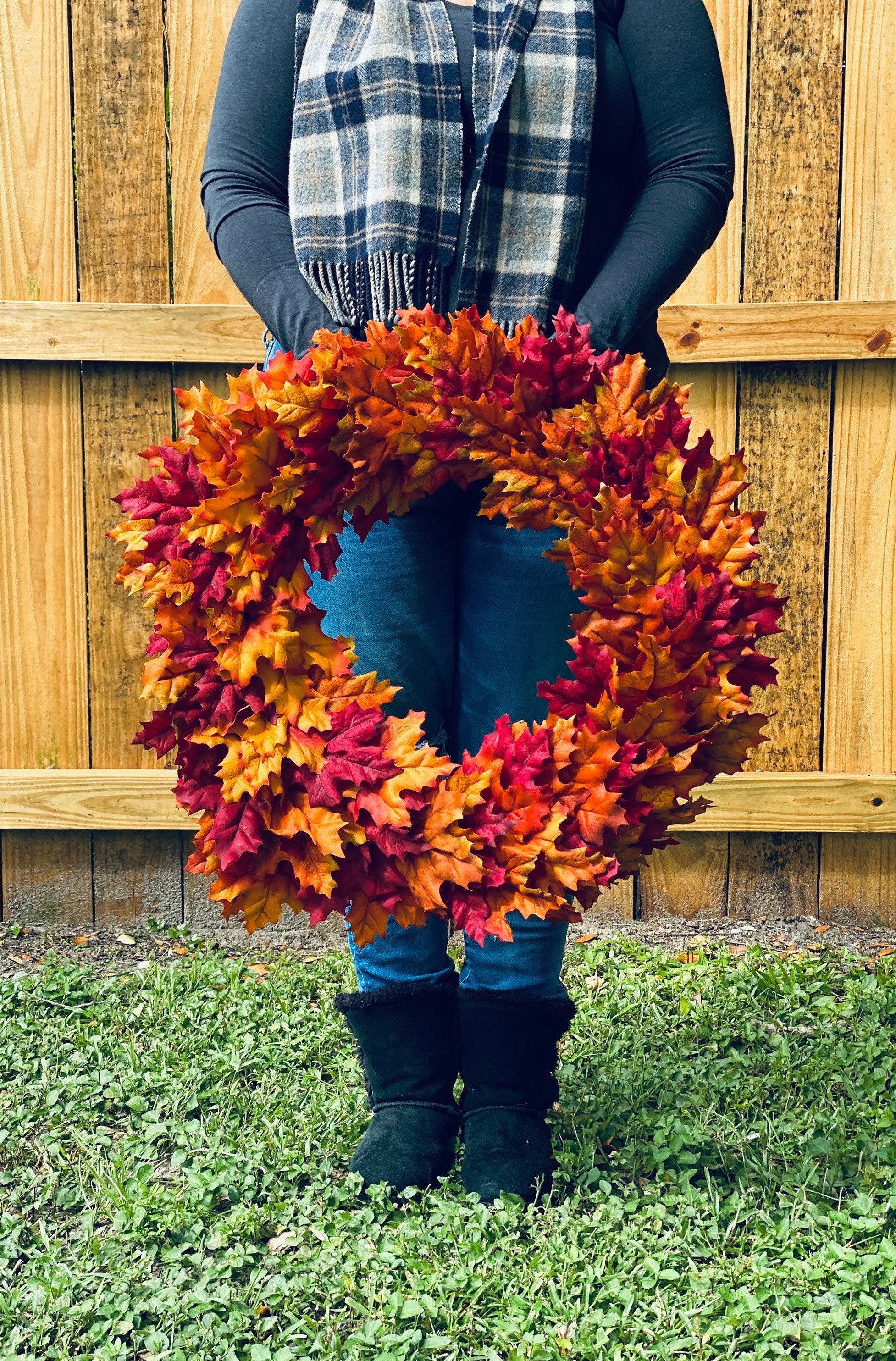 Fall Maple Leaf Wreath for Front Door Autumn Leaf Etsy