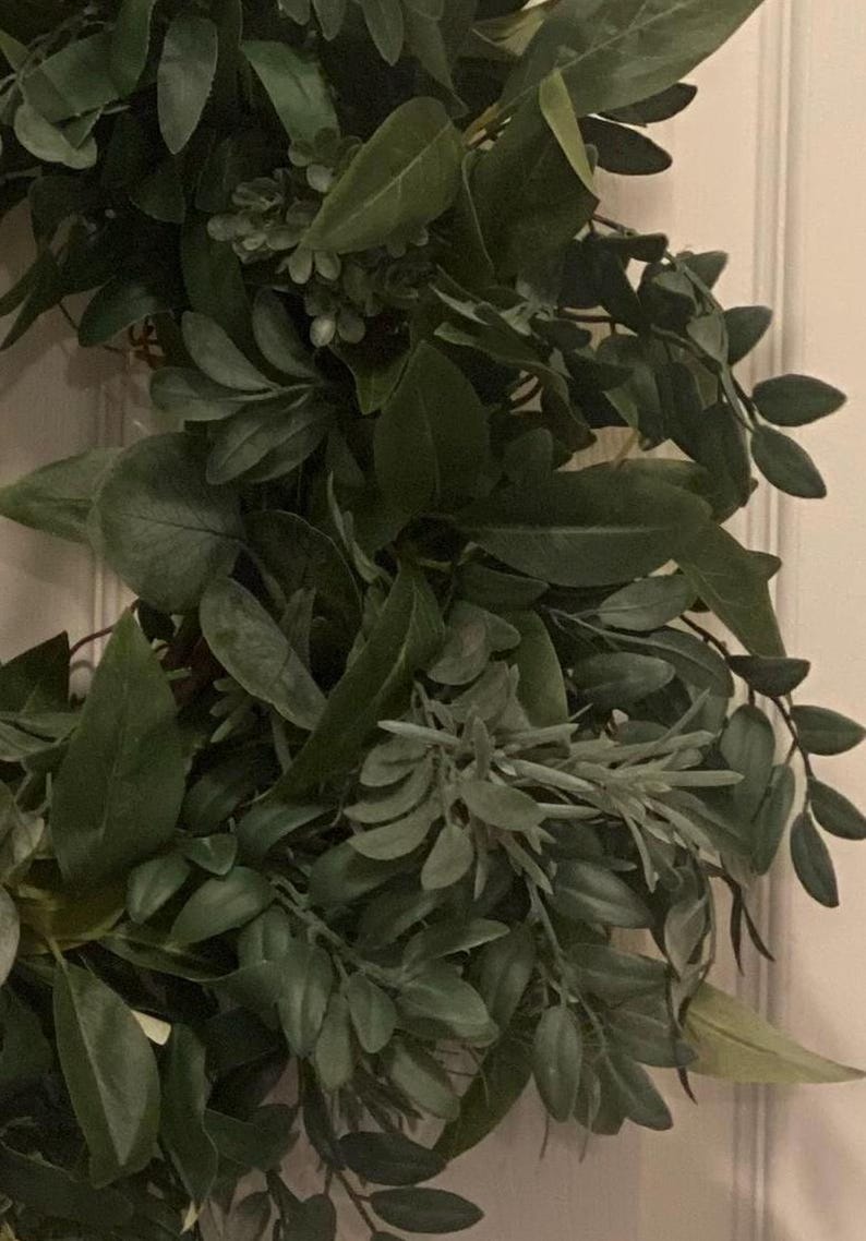 Mixed Greenery Wreath for Front Door, Luxury Everyday Greenery Wreath ...