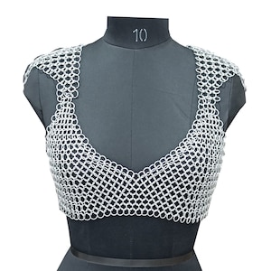 Chainmail Bra Aluminum Butted Ring Handmade Stylish Medieval Metal Bra Cosplay Costume for SCA Larp, Festival Outfit
