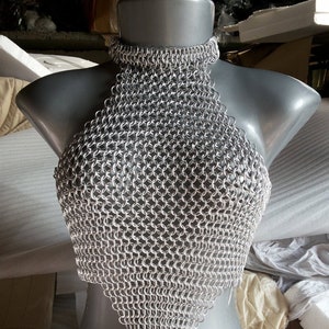 Chainmail Top Halter Neck Aluminium Butted Ring Body Jewellery Handmade Ren Faire Costume, Festival Outfit, Halloween Gift