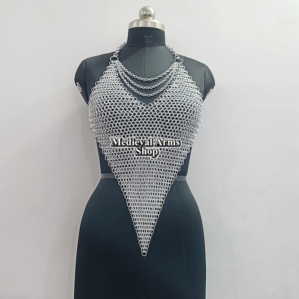 Chainmail Top Aluminum Butted Ring Chain Layers Fancy and Stylish Medieval Cosplay Costume, Ren Faire Dress, Mother's Day Gift