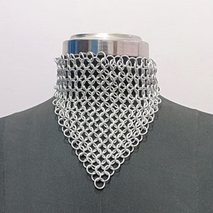 Chainmail Necklace Aluminum Butted Ring Medieval Choker Unique Design Neck Piece, Ren Faire Festival Outfit, Halloween Gift