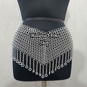 Chainmail Skirt Aluminum Fringed Skirt with Dangling Chain Belly Dance Belt, Ren Faire Cosplay Costume, Halloween Gift