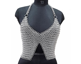 Medieval Aluminium Butted Chainmail Top 10mm Ring for Women's Party Wear, Handmade Design, Ren Faire Costume, Halloween Gift