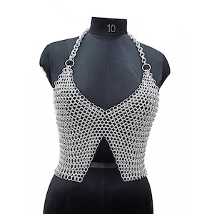 Medieval Aluminium Butted Chainmail Top 10mm Ring for Women&#39;s Party Wear, Handmade Design, Ren Faire Costume, Halloween Gift