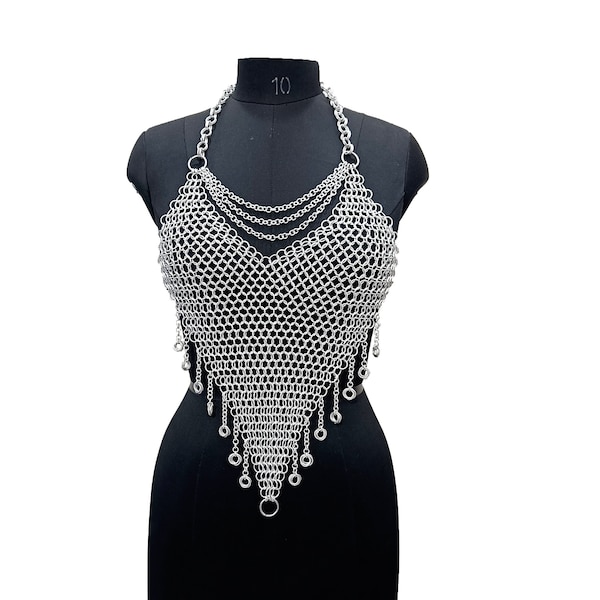 Aluminum Chainmail Top Bra | Butted Ring Design, Medieval Costume
