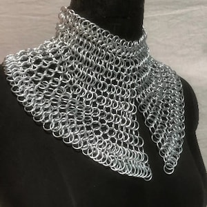 Chainmail Collar Aluminum Butted Ring Unique Design Medieval Choker Handmade Costume Beautiful Neck Piece, Ren Faire