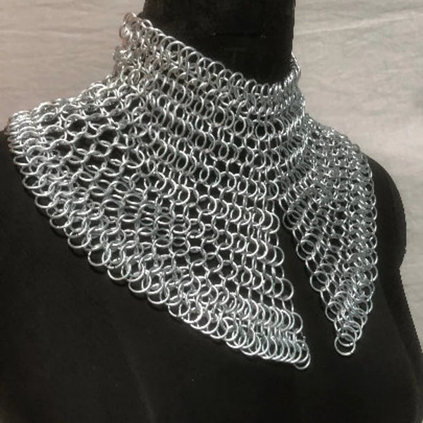 Chainmail Collar, Metal Aluminum Handmade Butted Neckless, Stylish Medieval Costume Beautiful Neck Piece, Ren Faire, gift for him