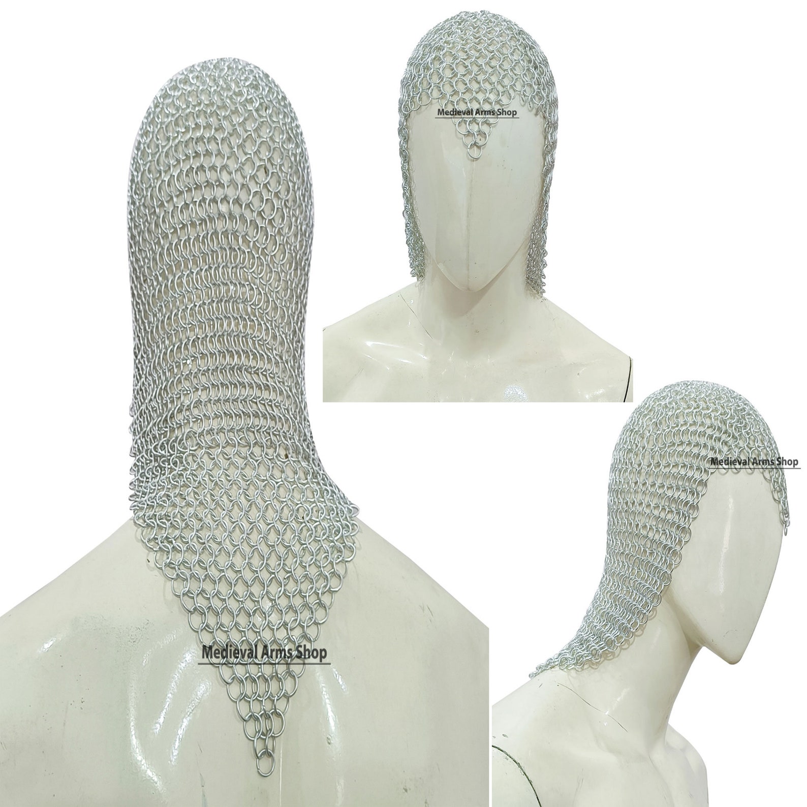 Handmade Butted Chainmail Coif, Aluminum Hood Unique Design Medieval ...