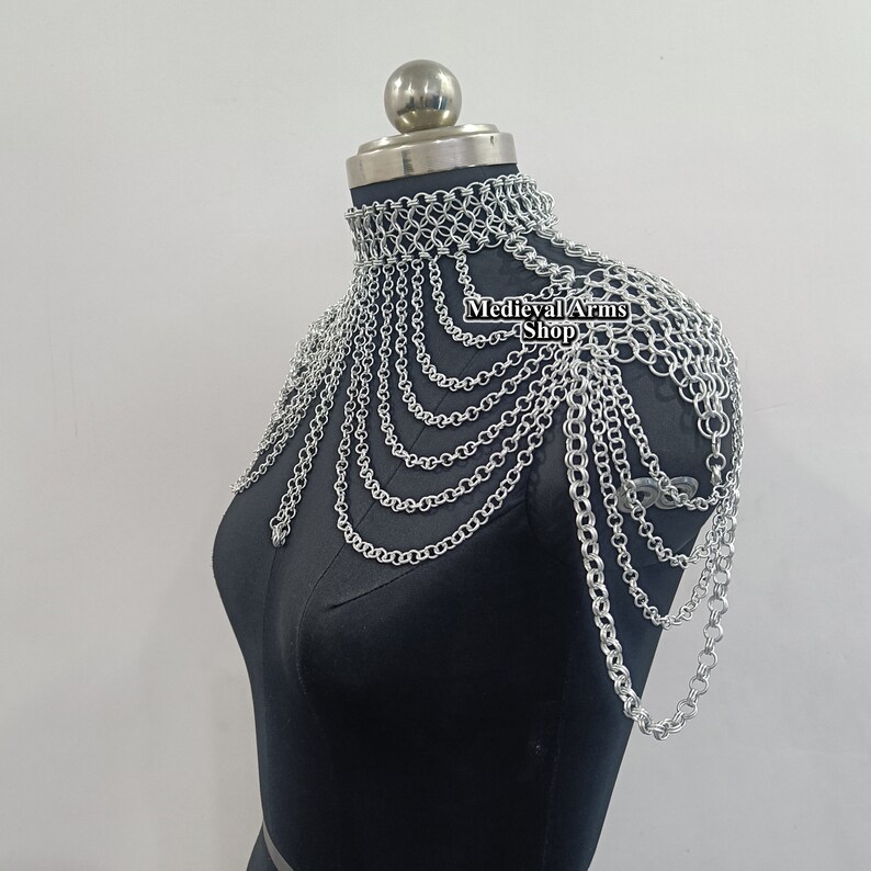 Chainmail Shoulder Collar Small Chain Layers Neck Piece Aluminum Fancy ...