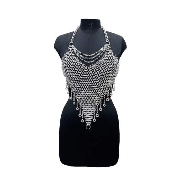 Aluminum Chainmail Top Lightweight Medieval Handmade Armor 10mm Butted Ring Handmede Unique Design for Women Festival Outfit Costume