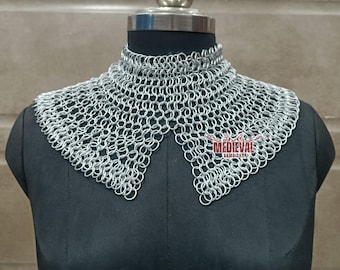 Medieval Chainmail Collar Aluminum Butted Ring Unique Design Handmade Costume Neck Piece, Ren Faire