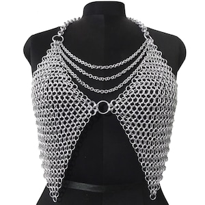 Top Bra Girls Women Aluminum Butted Ring Chainmail Fancy and Stylish Medieval Bra Top Handmade Costume, Festival Outfit, Halloween Gift