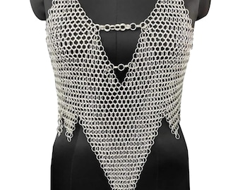 Handmade Aluminum Butted Chainmail Top, Medieval Cosplay Costume, Ren Faire Body Jewelry