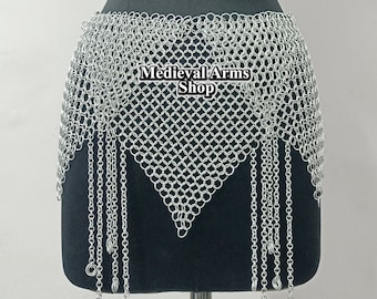 Chainmail Skirt Aluminum Butted Ring Belly Dance Belt, Handmade Stylish Medieval Mini Skirt/Belt Festival Costume, Halloween Gift