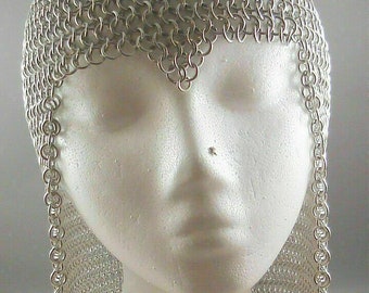 Medieval Chainmail Hood Coif Lightweight Aluminum Butted Ring Armor Handmade Knight LARP, Cosplay & Renaissance Faire Headpiece