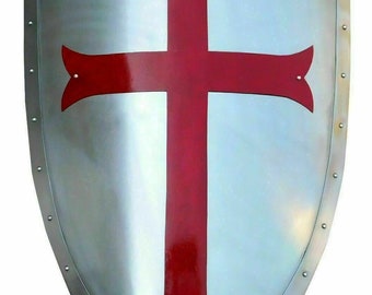 Details about / Medieval Templar White Cross Shield Hand Forged Shield//Cosplay Shield Replica