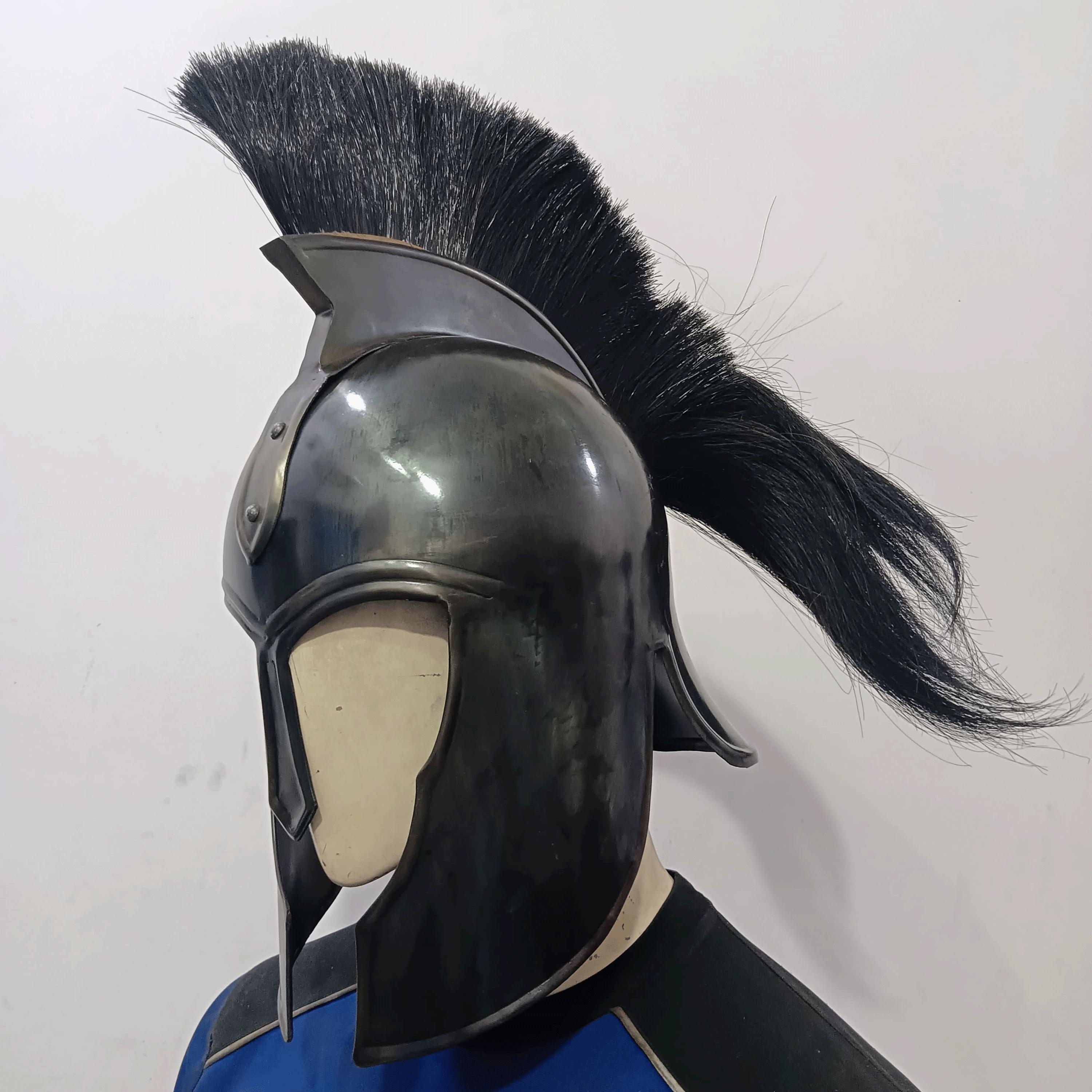 Medieval Troy Achilles Helmet With Black Plume Mild Steel Armor Knight Crusader Greek Spartan Helmet Antique Design LARP Wearable for Adult - Etsy Medieval Troy Achilles Helmet With Black Plume Mild Steel Armor Knight Crusader Greek Spartan Helmet Antique Design LARP Wearable for Adult - Etsy