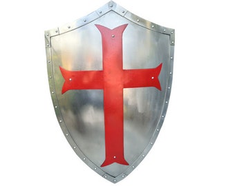 Medieval Armor Crusader Shield Battle Knight Templar Red Cross Design Warrior Shield Authentic Templar Shield Mild Steel