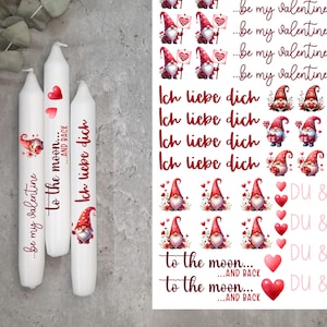 B- PRODUCTOS * Tatuajes de velas * Gnomos de San Valentín * A4 o A5 * Día de San Valentín * Película de diapositivas de agua