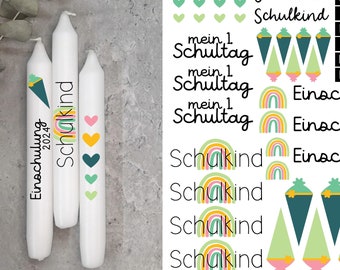 Kerzentattoos * Schulkind bunt * A4 oder A5 * Einschulung 2025 * Wasserschiebefolie