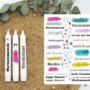 Tatuajes de velas * mejor amigo colorido * A4 o A5 * luz de la suerte * película de diapositivas de agua