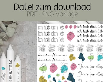 Muttertag * beste Mama * Kerzentattoo PDF * Download *