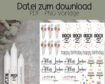 Birthday * colorful birthday * candle tattoo PDF * Download *