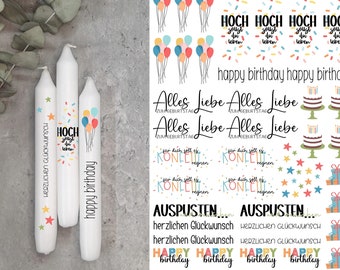 B-WARE * Kerzentattoos * Geburtstag bunt * A4 oder A5 * hoch sollst du leben * Wasserschiebefolie