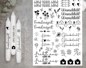 Candle tattoos * family time * A4 or A5 * home sweet home * water slide film