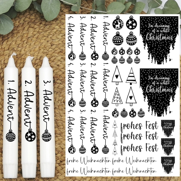 Candle tattoos * Advent * A4 or A5 * Advent numbers * Water slide film