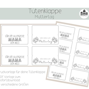 Muttertag * Tütenklappe * Geschenktüte * PDF Vorlage zum download * Druckvorlage