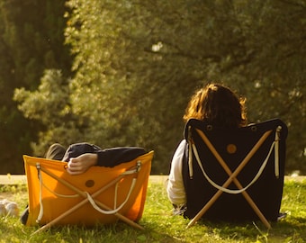 Camp- und Strandstuhl mit verstellbarer Rückenlehne - Strandstuhl - Retro-Deckstuhl - Klappbarer Liegestuhl - Picknickmatte - Gartenmöbel