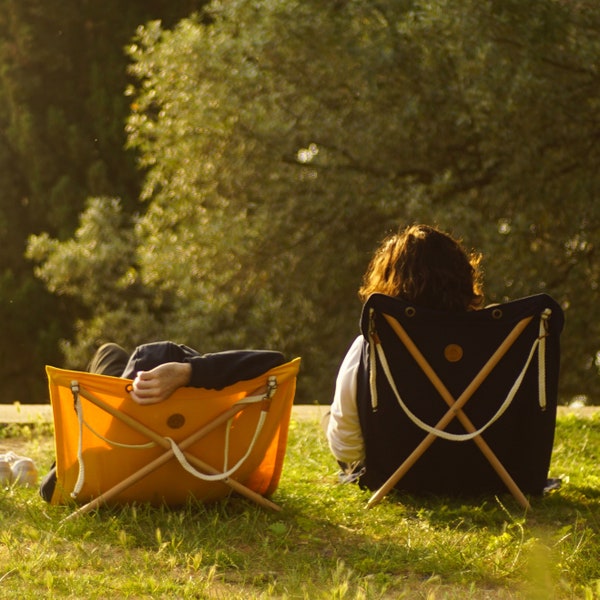 Camp- und Strandstuhl mit verstellbarer Rückenlehne - Strandstuhl - Retro-Deckstuhl - Klappbarer Liegestuhl - Picknickmatte - Gartenmöbel