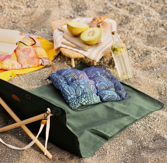 Petrol Blue Floor Cushion: Rollable Boho Pillow (40x40cm)