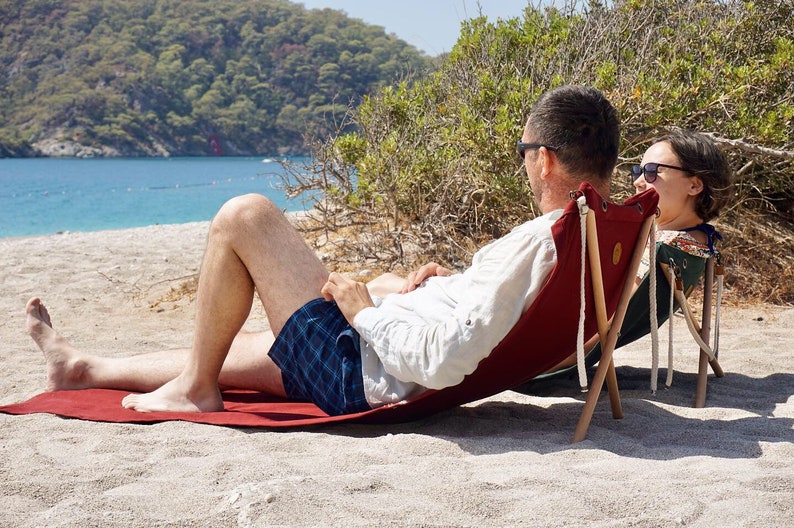 Grüne Sonnenliege mit Rückenlehne Leichter Campingstuhl Faltbarer Picknick und Sommerstuhl für Erwachsene Sonnenbaden am Meer Bild 8