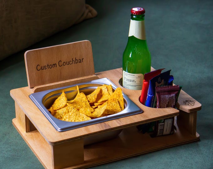 Customizable Couch Bar with Phone & Tablet Stand - Snack Holder