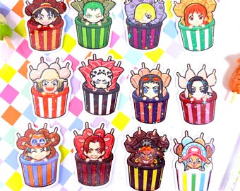 Pegatinas de vinilo holográficas de One Piece Kabob - Tony Tony Chopper Luffy Zoro Nami y Sanji –