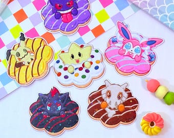 Imanes holográficos para nevera con forma de donut de Pokémon Mochi
