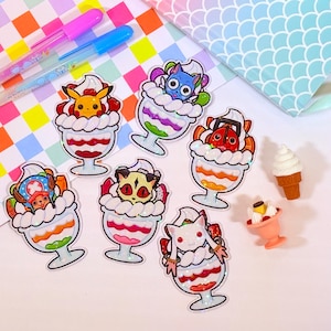 Anime Mascot Parfait Holographic Fridge Magnets