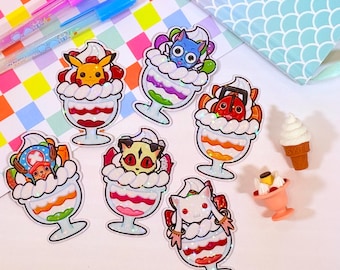Anime Mascot Parfait Holographic Fridge Magnets